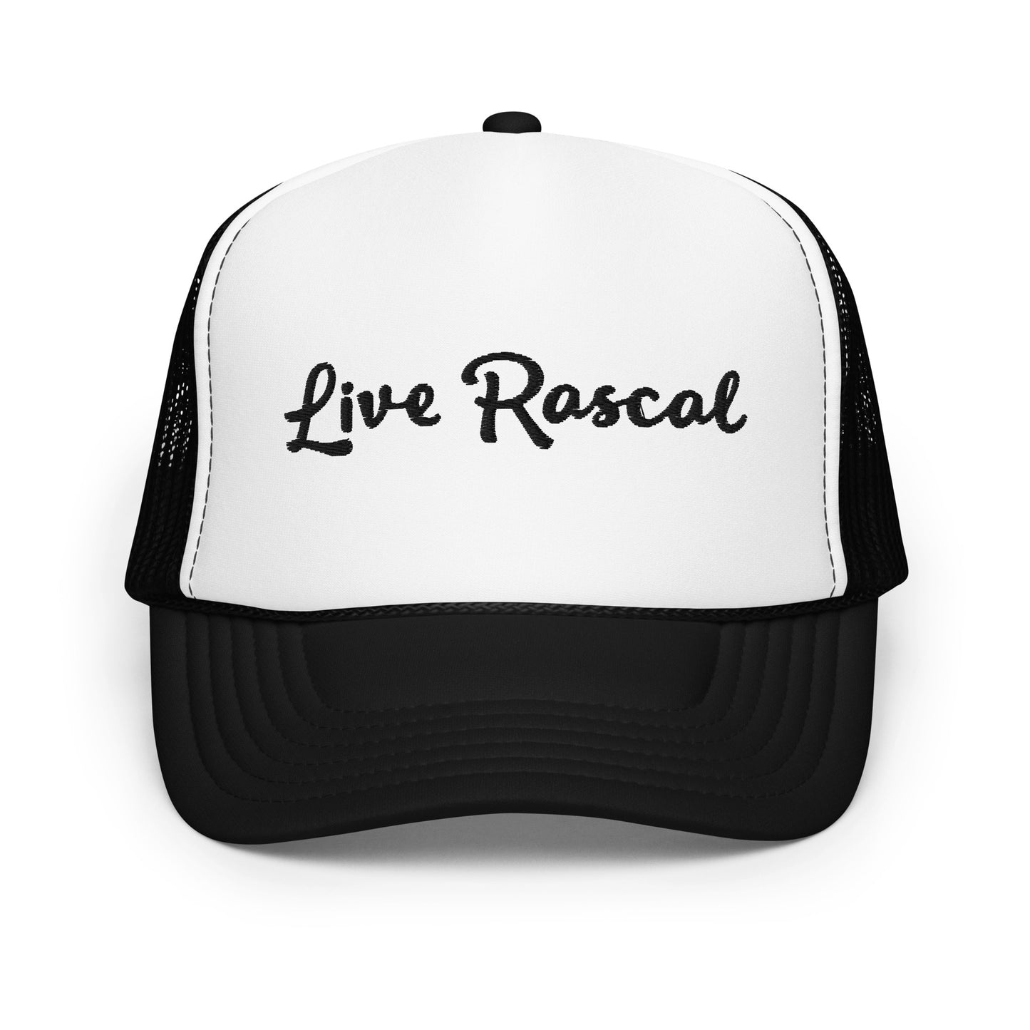 Live Rascal - Black & White foam trucker hat