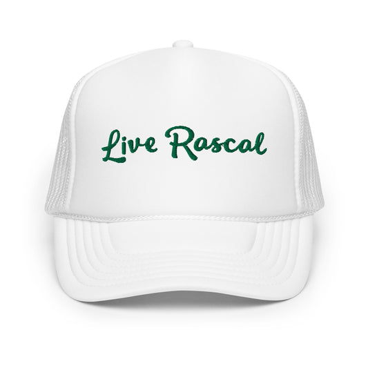 Live Rascal - White & Money Green foam trucker hat