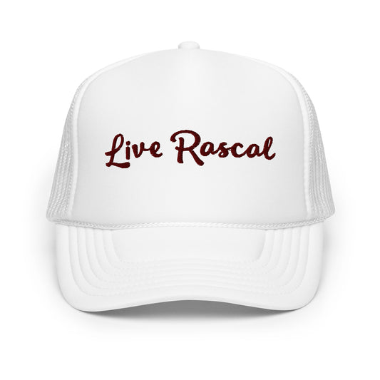 LR - White & Maroon foam trucker hat