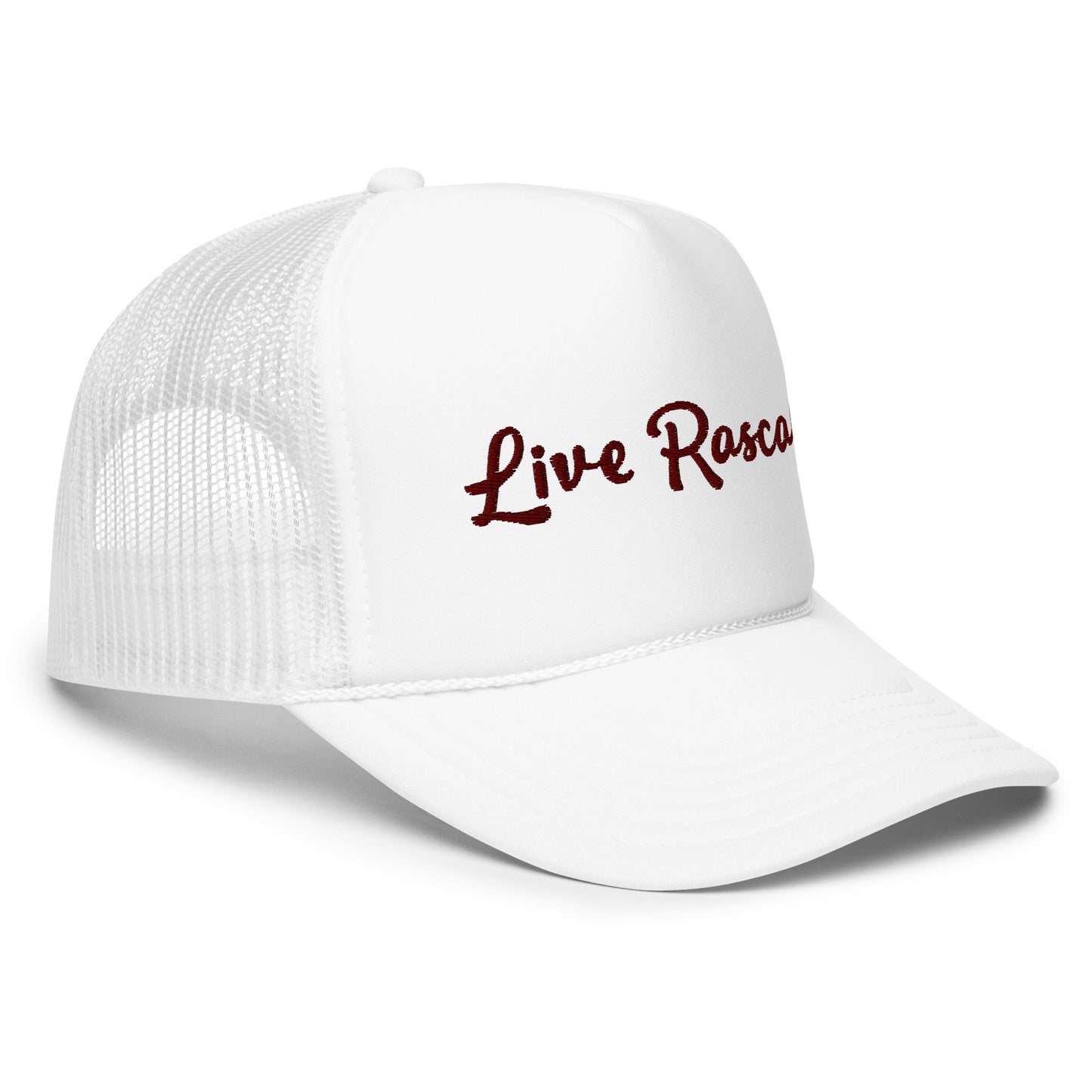 LR - White & Maroon foam trucker hat