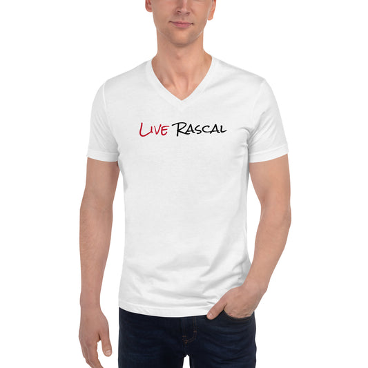 Live Rascal - "White Liquorish" V Neck T-Shirt