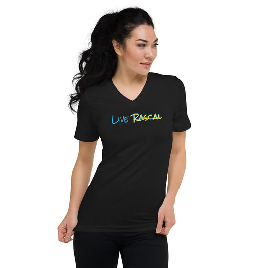 Live Rascal - "Neon Fusion" Women's  Sleeve V-Neck T-Shirt